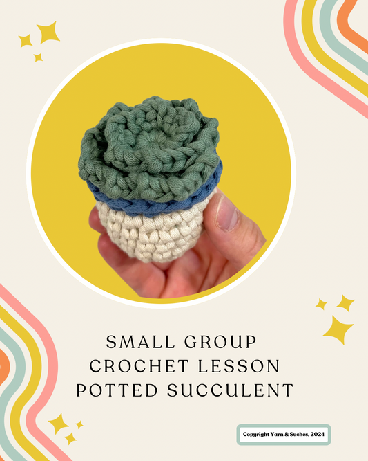 Small Group Crochet Lesson Potted Succulent