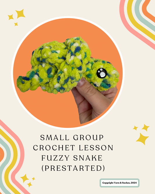 Small Group Crochet Lesson Fuzzy Snake (pre-started)